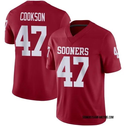 Men's Cooper Cookson Oklahoma Sooners Game Crimson Jordan Football Jersey