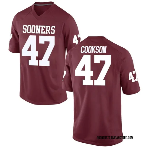 Men's Nike Cooper Cookson Oklahoma Sooners Replica Crimson Football College Jersey
