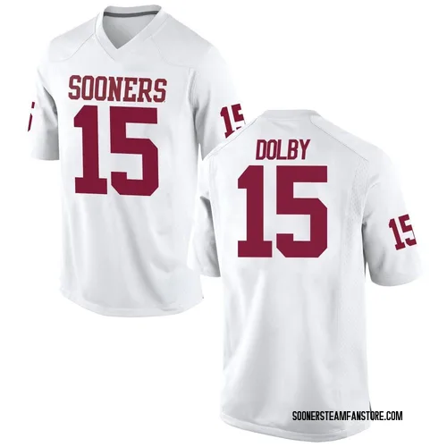 Men's Nike Kendel Dolby Oklahoma Sooners Game White Football College Jersey