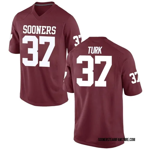 Men's Nike Michael Turk Oklahoma Sooners Game Crimson Football College Jersey