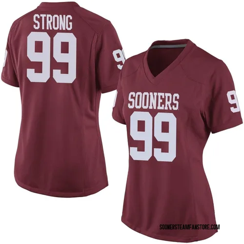 Women's Nike Markus Strong Oklahoma Sooners Game Crimson Football College Jersey